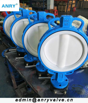 Soft Sealing  Worm Gear  ductile iron Body PTFE lined  Wafer PN16 Butterfly Valve